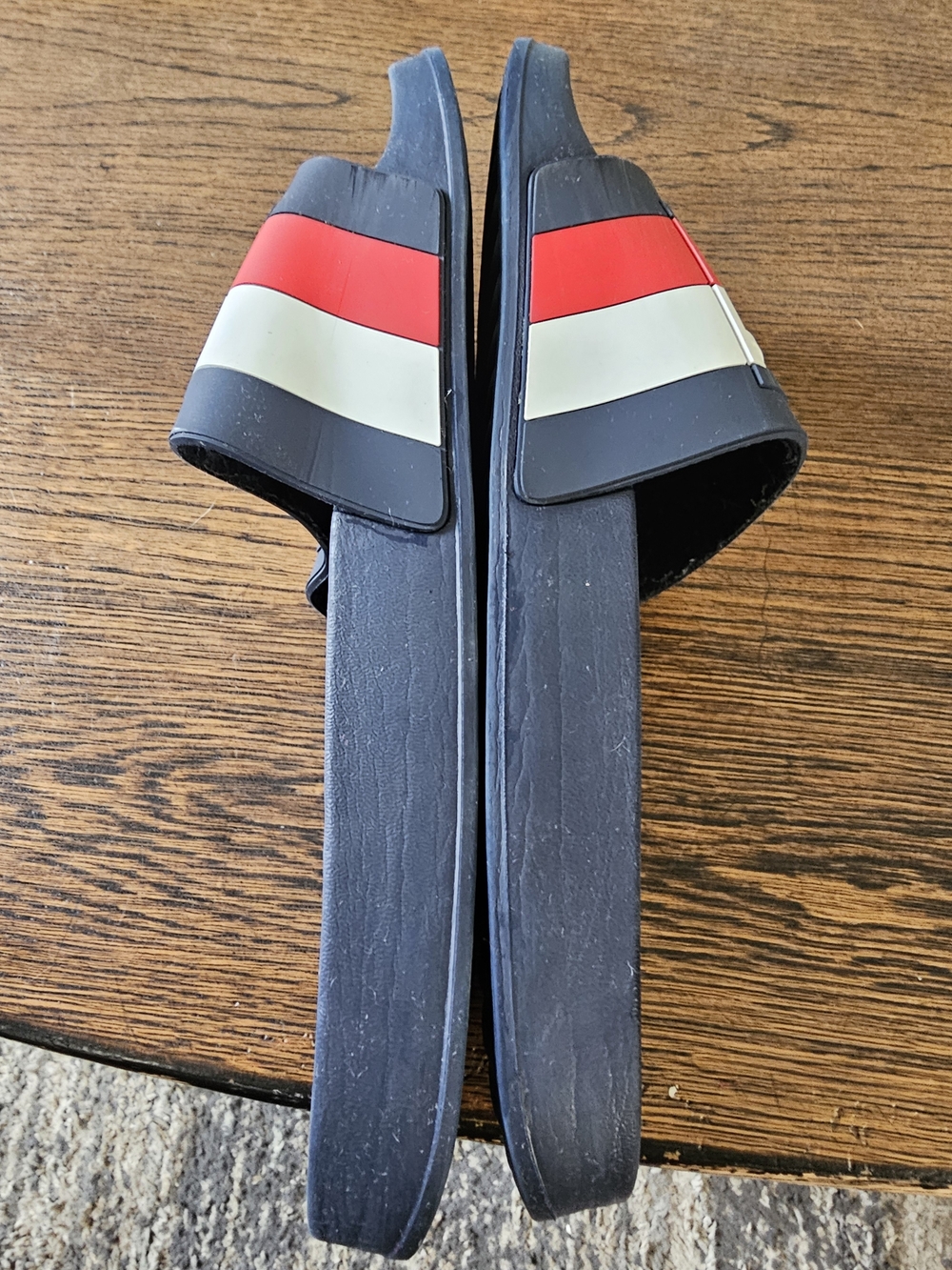 Tommy Hilfiger Blue Slide Sandals with Red & White Stripe Size Womens 9 - Picture 3 of 7